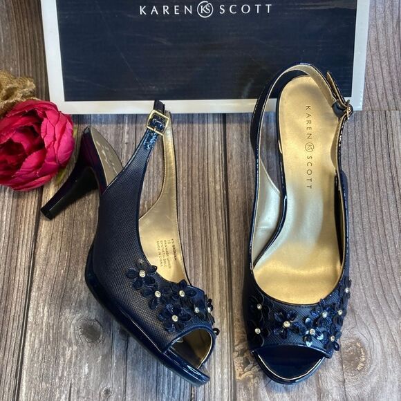 KAREN SCOTT Bronaa Blue Sling-Back Pumps 10M - Picture 1 of 10